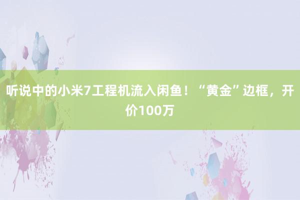 听说中的小米7工程机流入闲鱼！“黄金”边框，开价100万