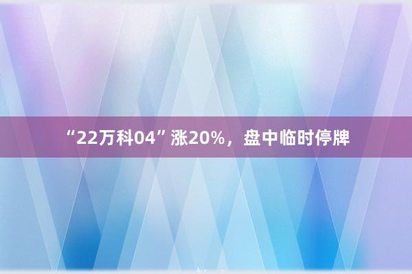 “22万科04”涨20%，盘中临时停牌