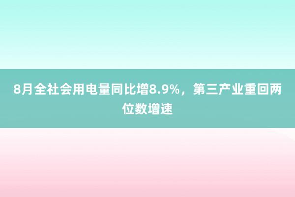 8月全社会用电量同比增8.9%，第三产业重回两位数增速