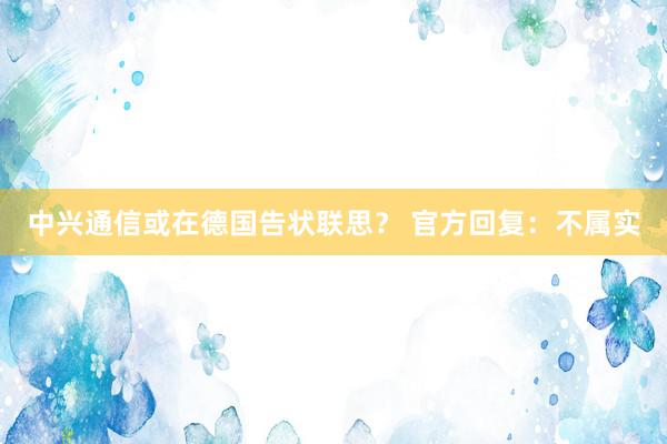 中兴通信或在德国告状联思？ 官方回复：不属实