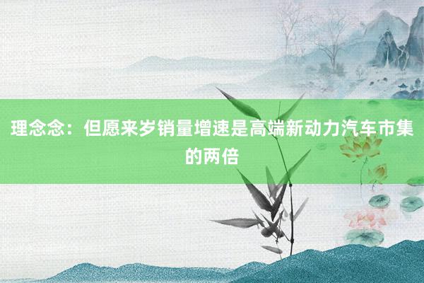 理念念：但愿来岁销量增速是高端新动力汽车市集的两倍