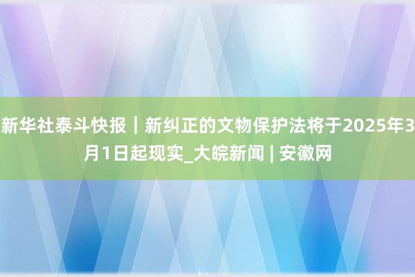 新华社泰斗快报｜新纠正的文物保护法将于2025年3月1日起现实_大皖新闻 | 安徽网